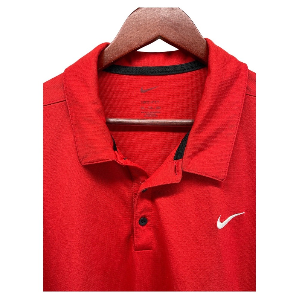 Nike Dri-Fit Mens 2XL Red Athletic Polo Shirt - Picture 2 of 7
